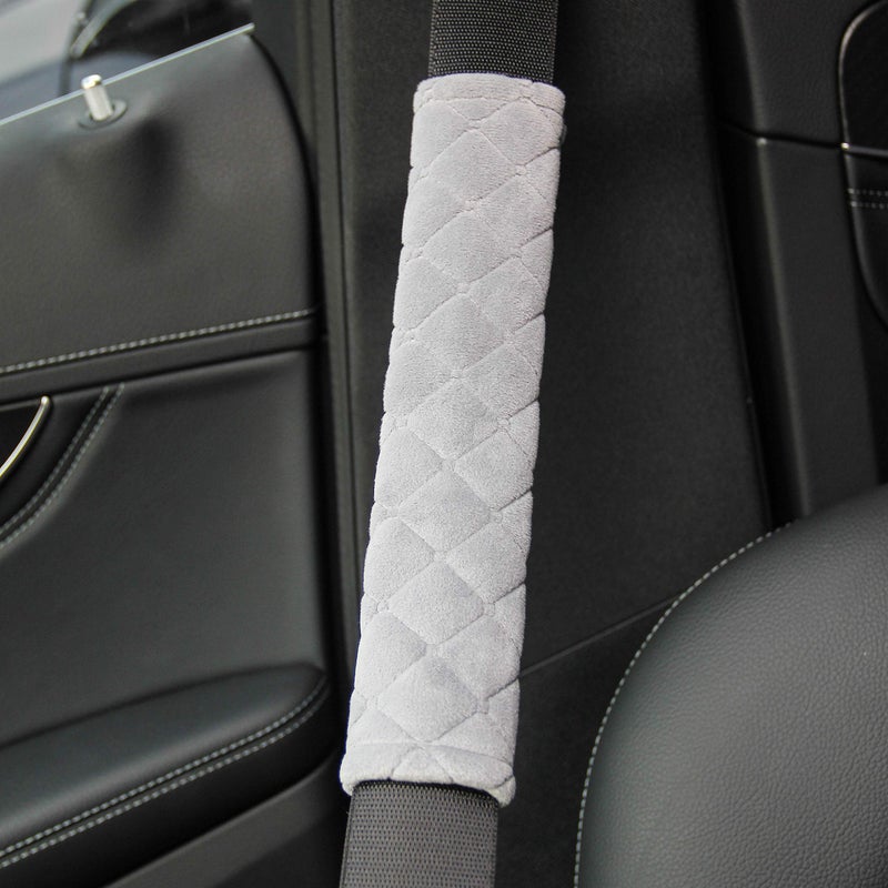 Amooca Soft Auto Seat Belt Cover Seatbelt Shoulder Pad Cushions 2 PCS Universal Fit for All Cars and Backpack for a More Comfortable Driving (Light Grey) - Image 4